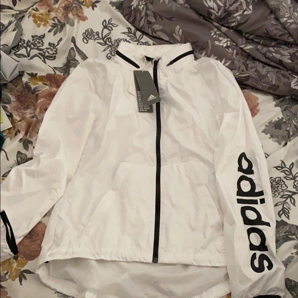 Adidas White Wind Breaker